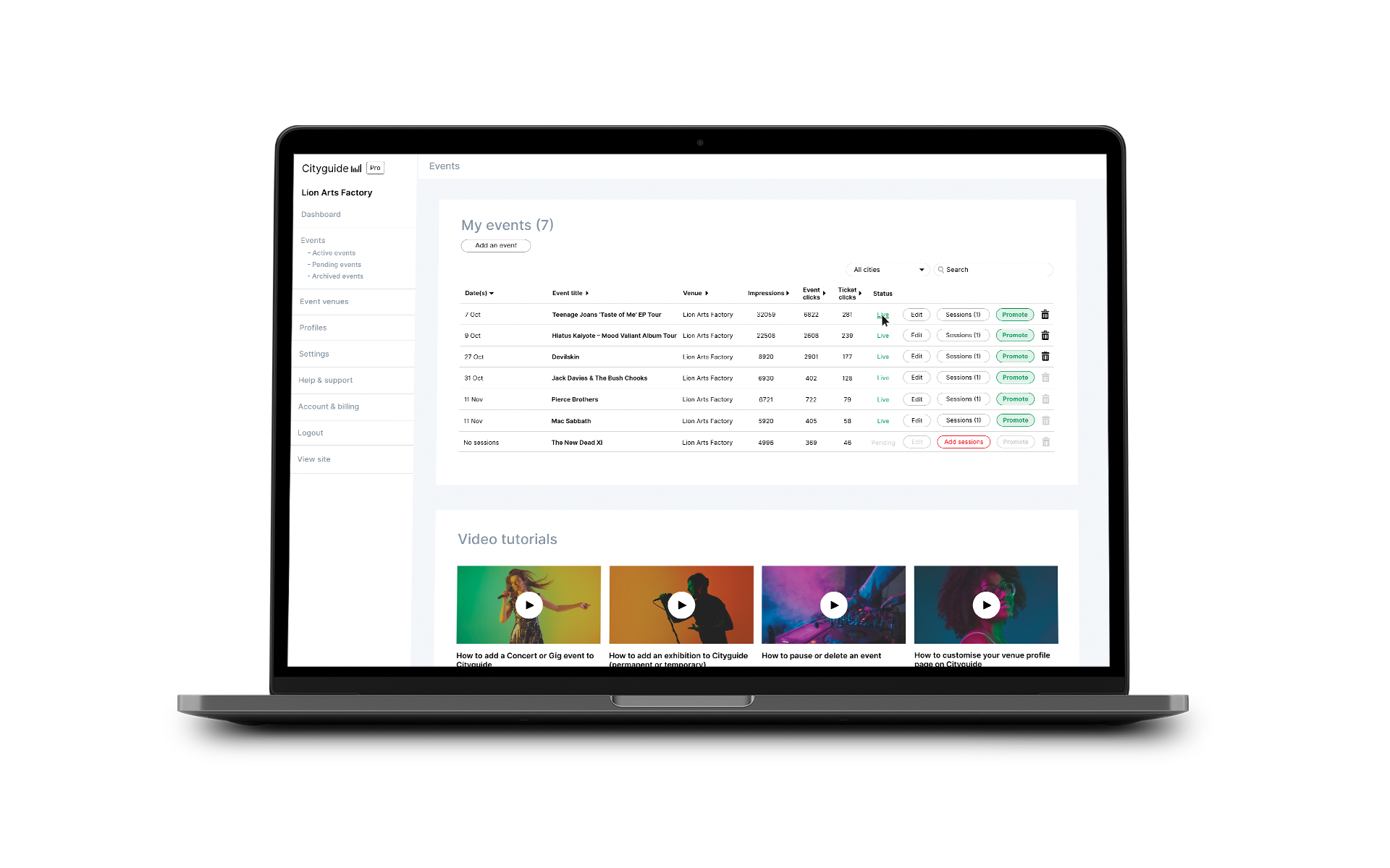 Publish, edit, pause or reschedule events with ease
